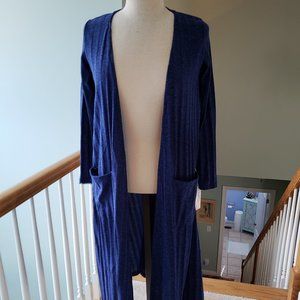Lularoe Solid Blue Ribbed Sarah Duster XS NWT
